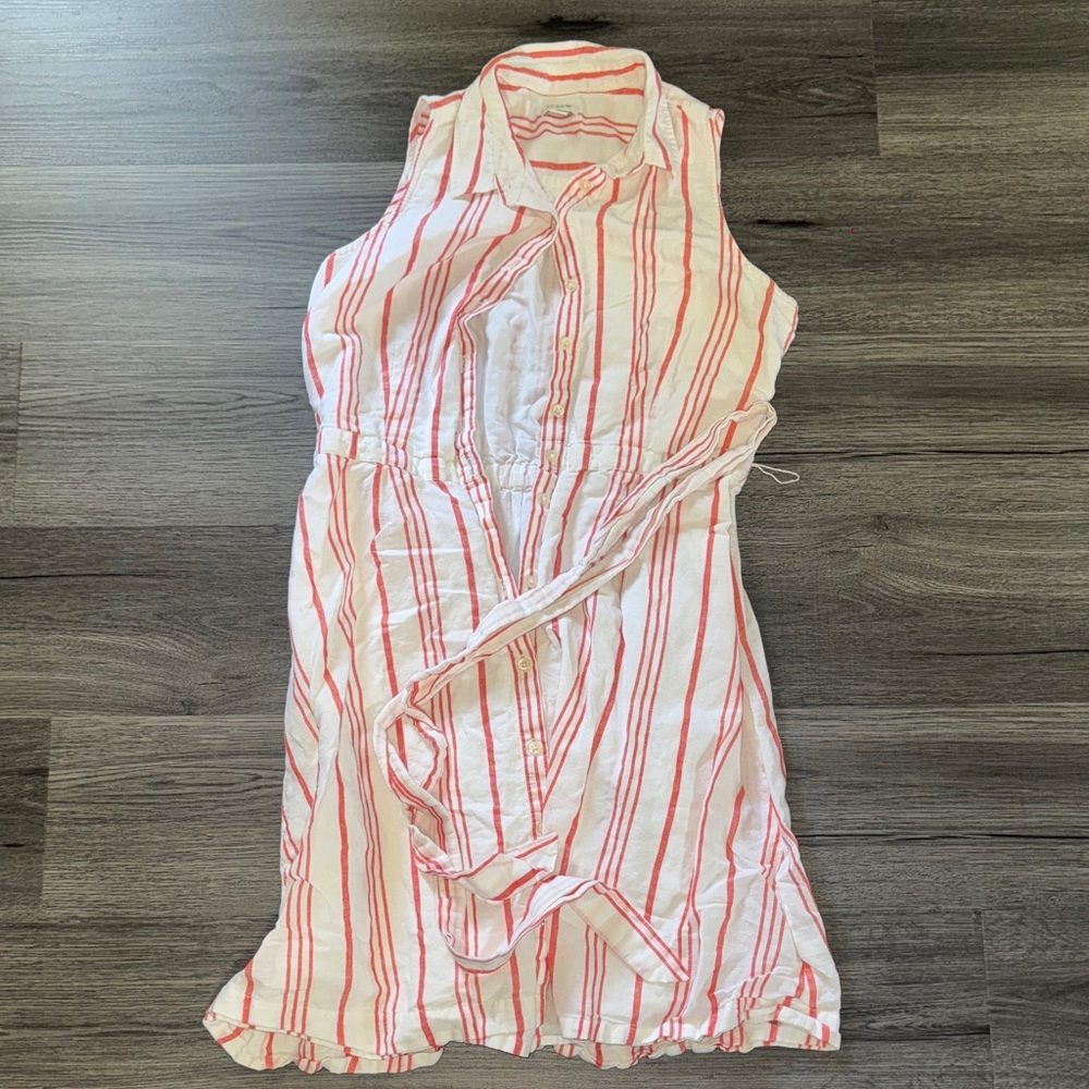 J. Crew Sleeveless Red and White Striped Midi Dress